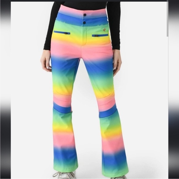 Perfect Moment Rainbow High Waist Aurora Flare Ski Pant Rainbow size L - Picture 14 of 15